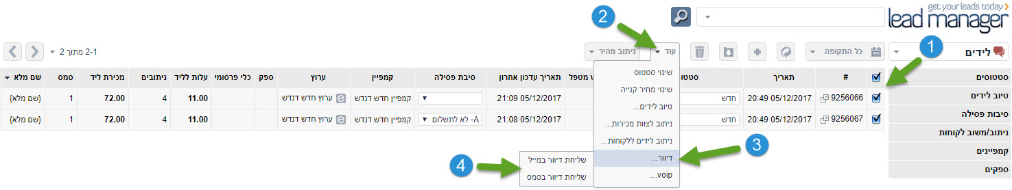 שליחת דיוור ידני