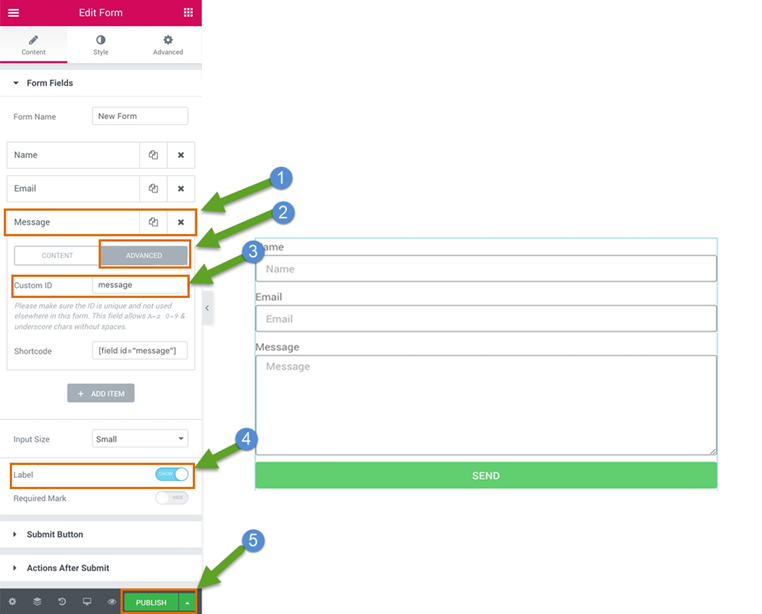 חיבור טופס פלאגין ELEMENTOR לחשבון מערכת LEAD MANAGER